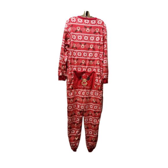 SECRET TREASURES CHRISTMAS REINDEER PLUSH SLEEPER ONE PIECE PAJAMAS Sz. XL 16-18 - Picture 1 of 6